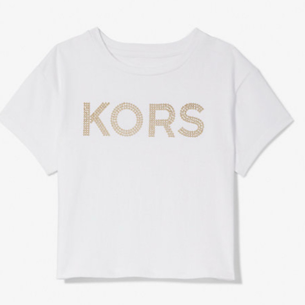 Michael Kors White T-Shirt with Gold Logo size 10 kids